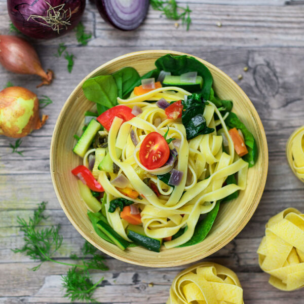 LunchVegaz Vegan Convenience Food - Organic Tagliolini with Spring Vegetables