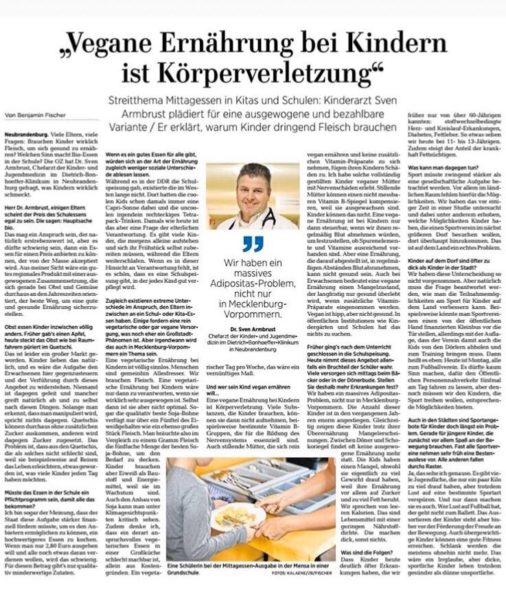 Die Ostseezeitung über gesunde Ernährung